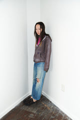 Dyed Zip-up Hoody / Dark brown