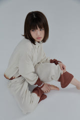 Summer knit pants / Ivory × Brown