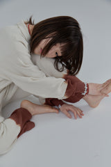 Summer knit pants / Ivory × Brown