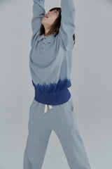 Summer knit polo / Gray × Blue