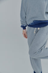 Summer knit pants / Gray × Blue