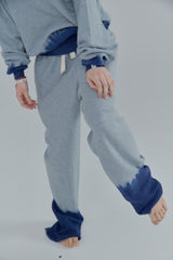 Summer knit polo / Gray × Blue