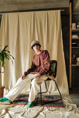 Reactive dye L/S tee / Hole - Dark brown