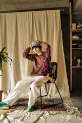 Reactive dye L/S tee / Hole - Dark brown