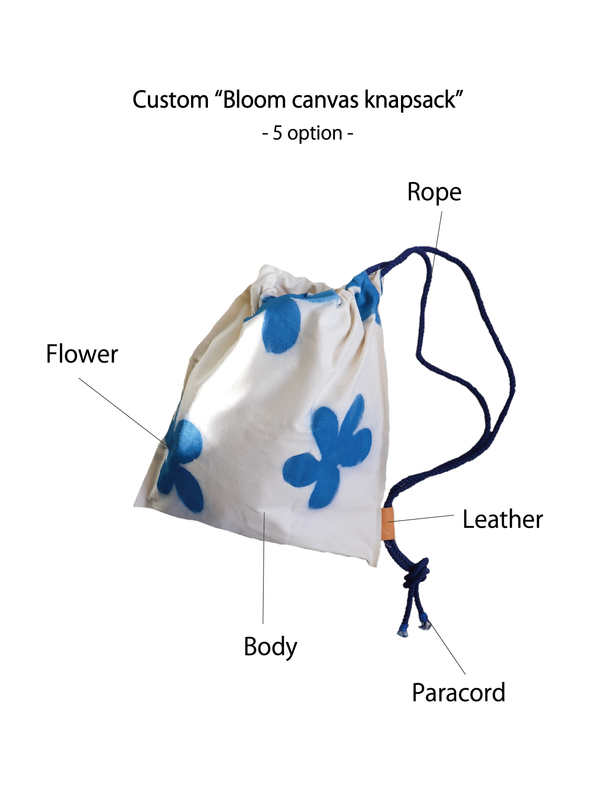 Custom ”Bloom canvas knapsack” /  Large (kinari)