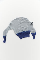 Summer knit polo / Gray × Blue