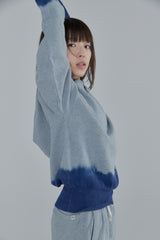 Summer knit polo / Gray × Blue