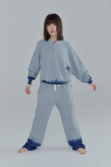 Summer knit polo / Gray × Blue