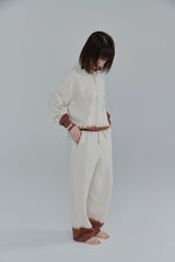 Summer knit pants / Ivory × Brown