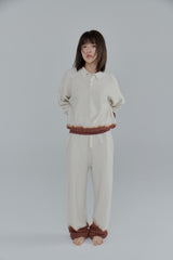 Summer knit pants / Ivory × Brown