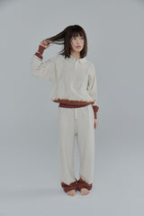 Summer knit pants / Ivory × Brown