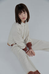 Summer knit pants / Ivory × Brown