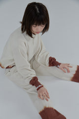 Summer knit polo / Ivory × Brown