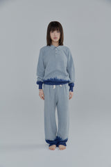Summer knit pants / Gray × Blue