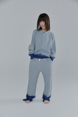 Summer knit pants / Gray × Blue