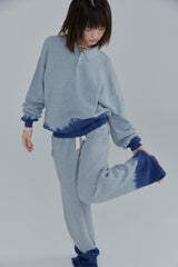 Summer knit polo / Gray × Blue