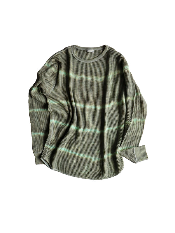 Tie-dye waffle pullover / Gray × mint