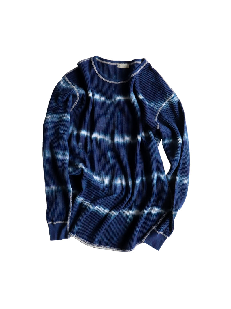 Tie-dye waffle pullover / Navy-blue