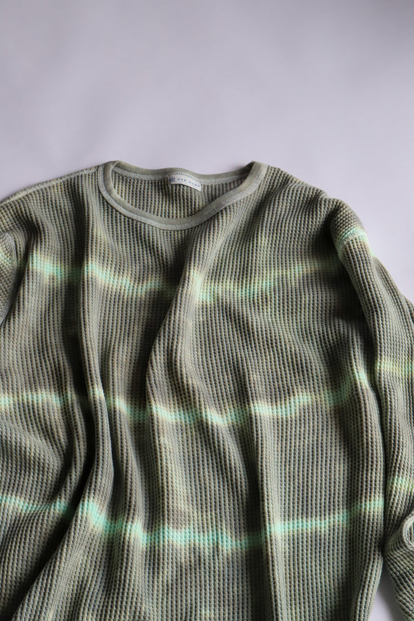 Tie-dye waffle pullover / Gray × mint