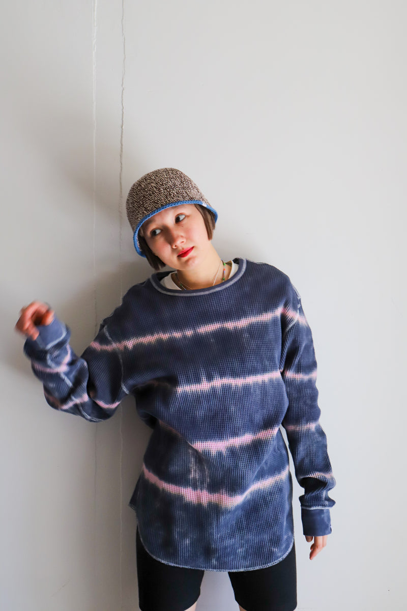 Tie-dye waffle pullover / Charcoal pink