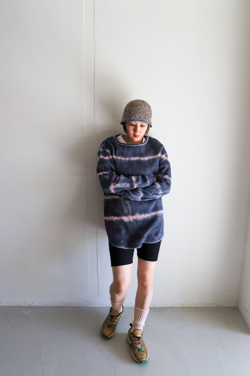 Tie-dye waffle pullover / Charcoal pink