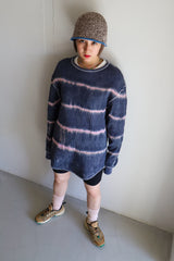 Tie-dye waffle pullover / Charcoal pink