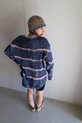 Tie-dye waffle pullover / Charcoal pink