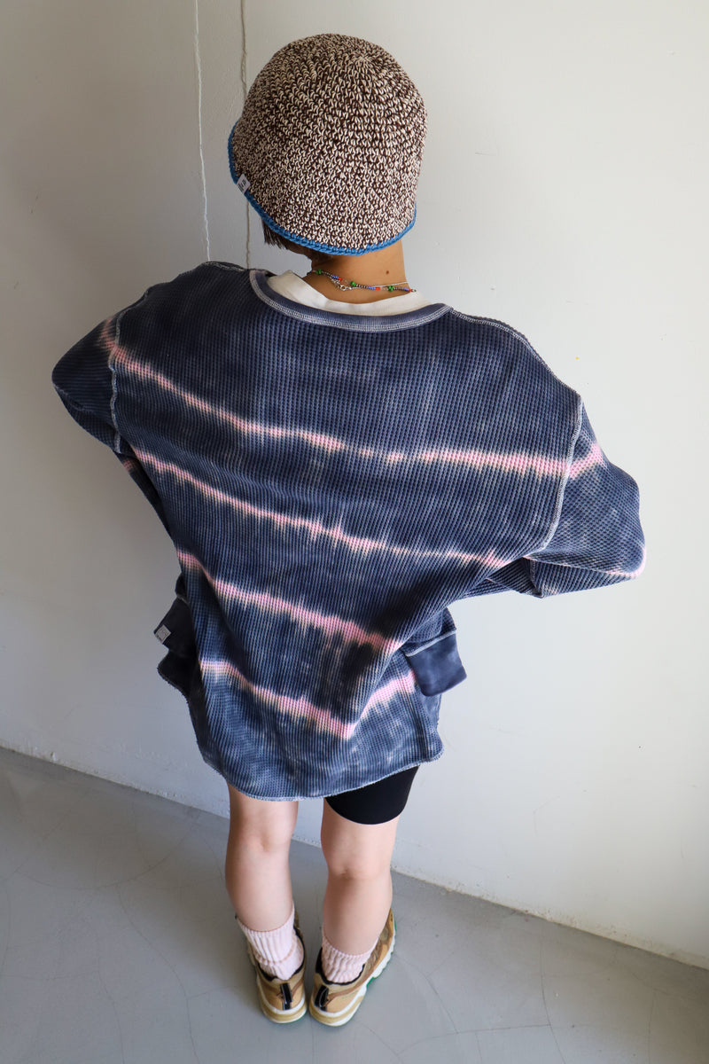 Tie-dye waffle pullover / Charcoal pink