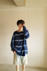 Tie-dye waffle pullover / Navy-blue