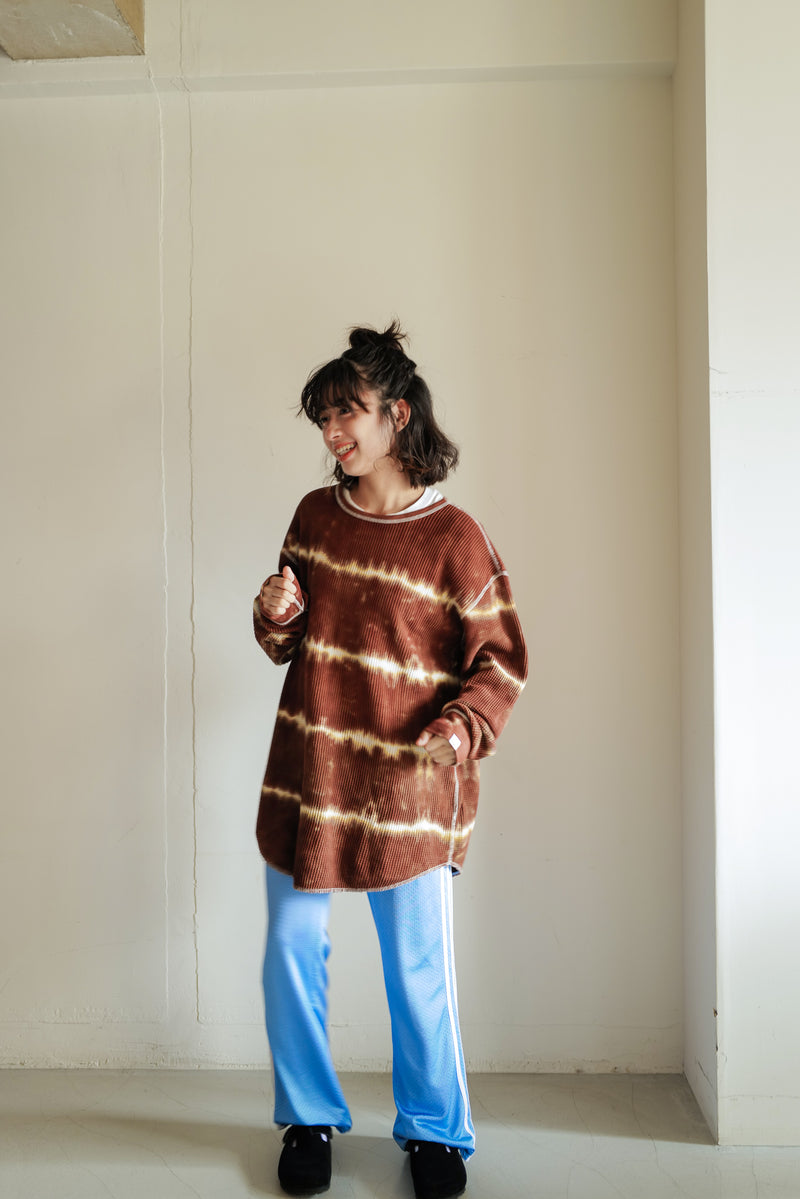 Tie-dye waffle pullover / Brown