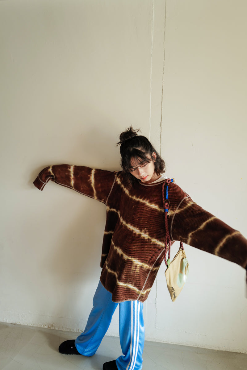 Tie-dye waffle pullover / Brown