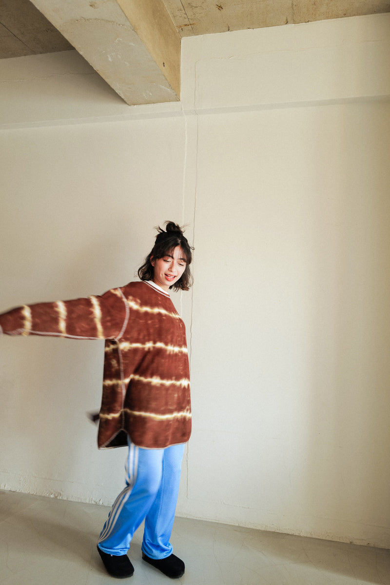 Tie-dye waffle pullover / Brown
