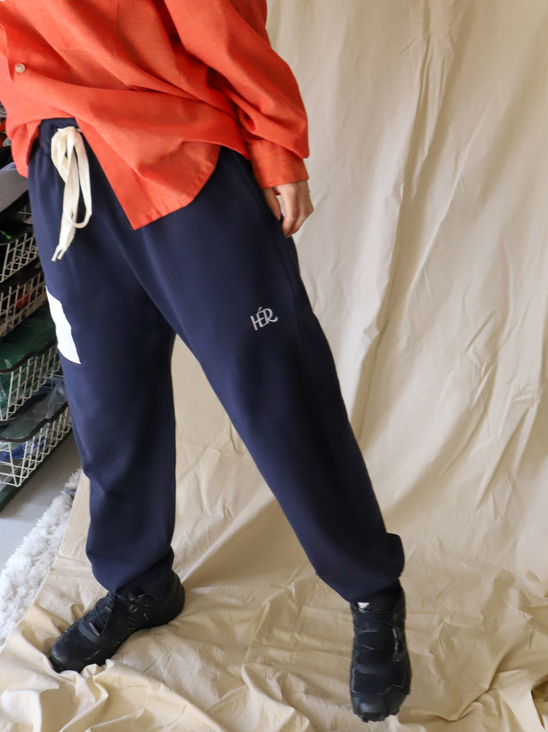 White tag Sweat pants / Navy