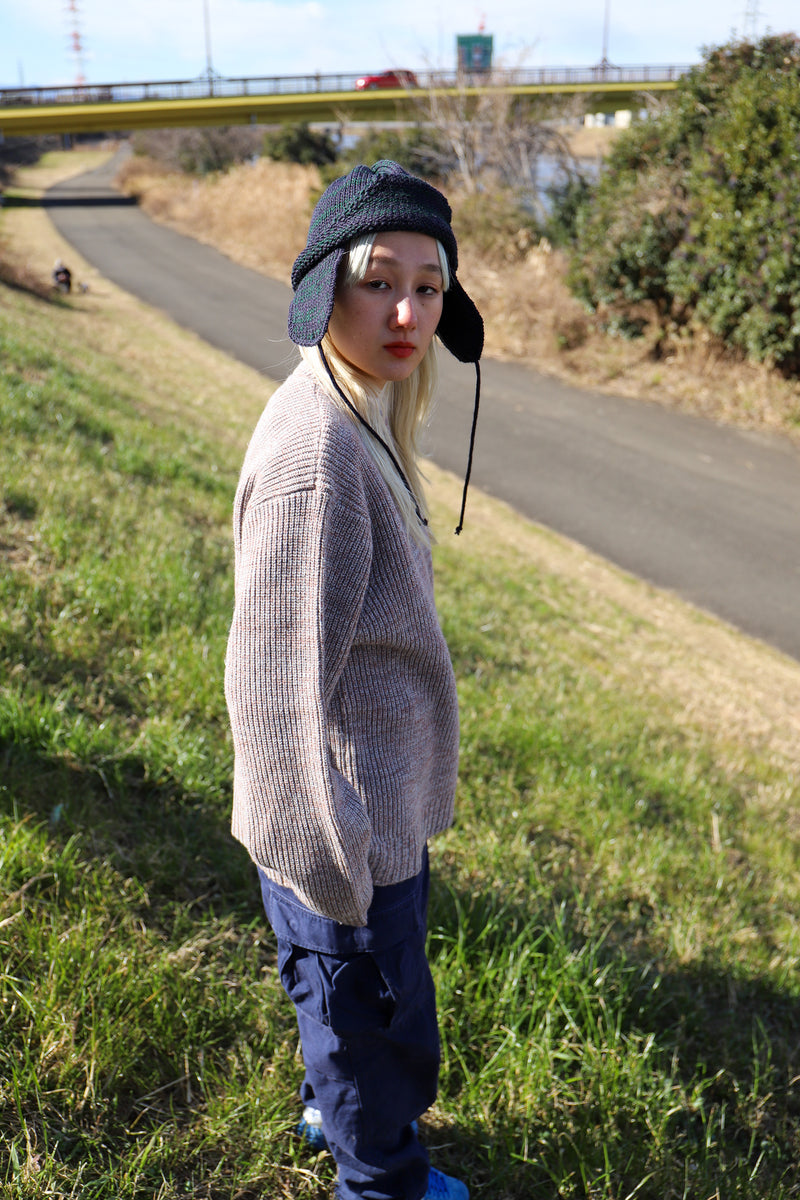 Oversized melange knit / Beige mix