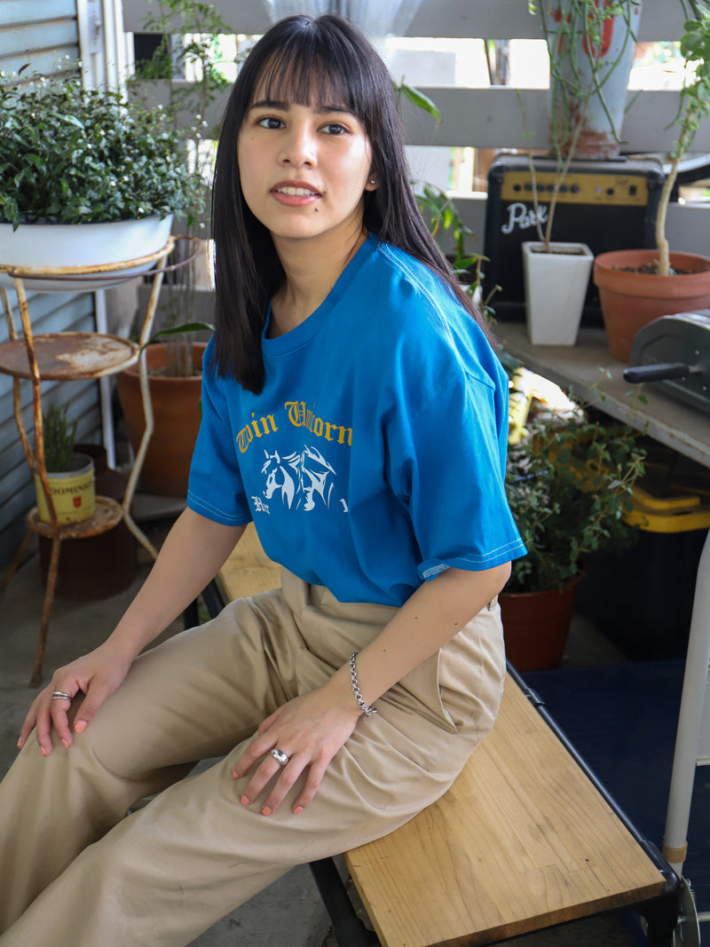 Reactive dye tee / Twin Unicorns